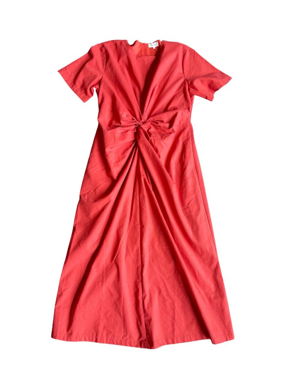 Bohme Midi Length Linen Dress Knot Front Sheath Fit V-Neck Size Large Women's
